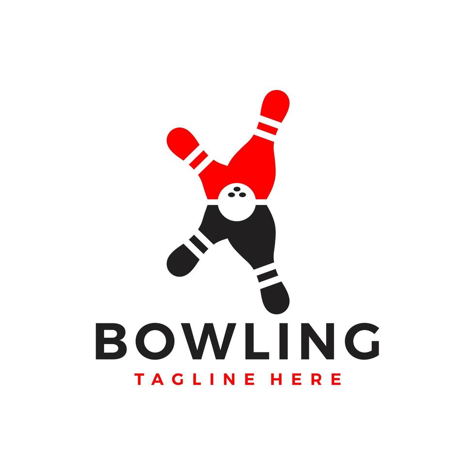 logo dell'illustrazione di sport della palla da bowling con la lettera v vettore