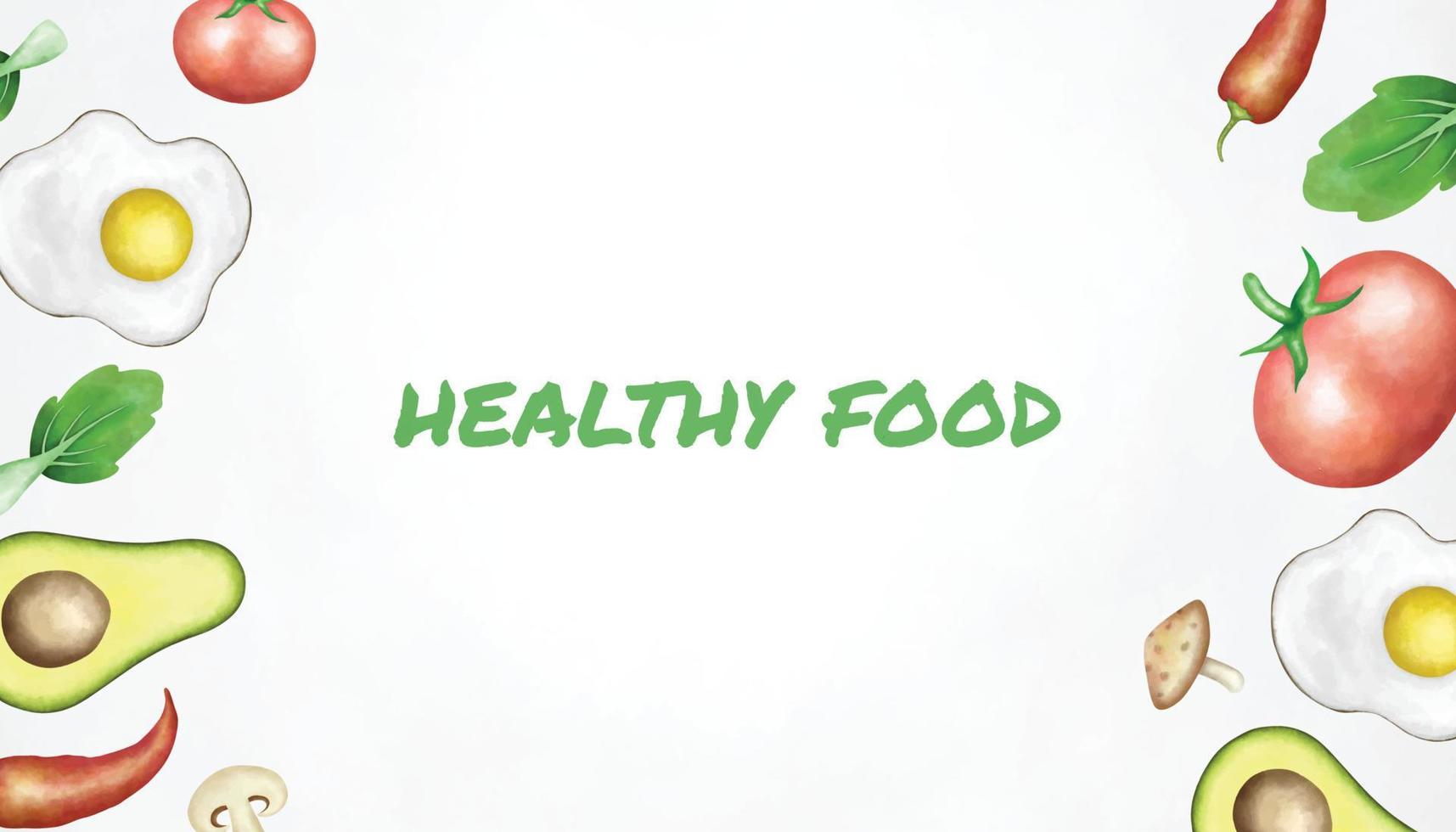 sfondo di cibo sano dell'acquerello con varietà di cibo nutriente vettore