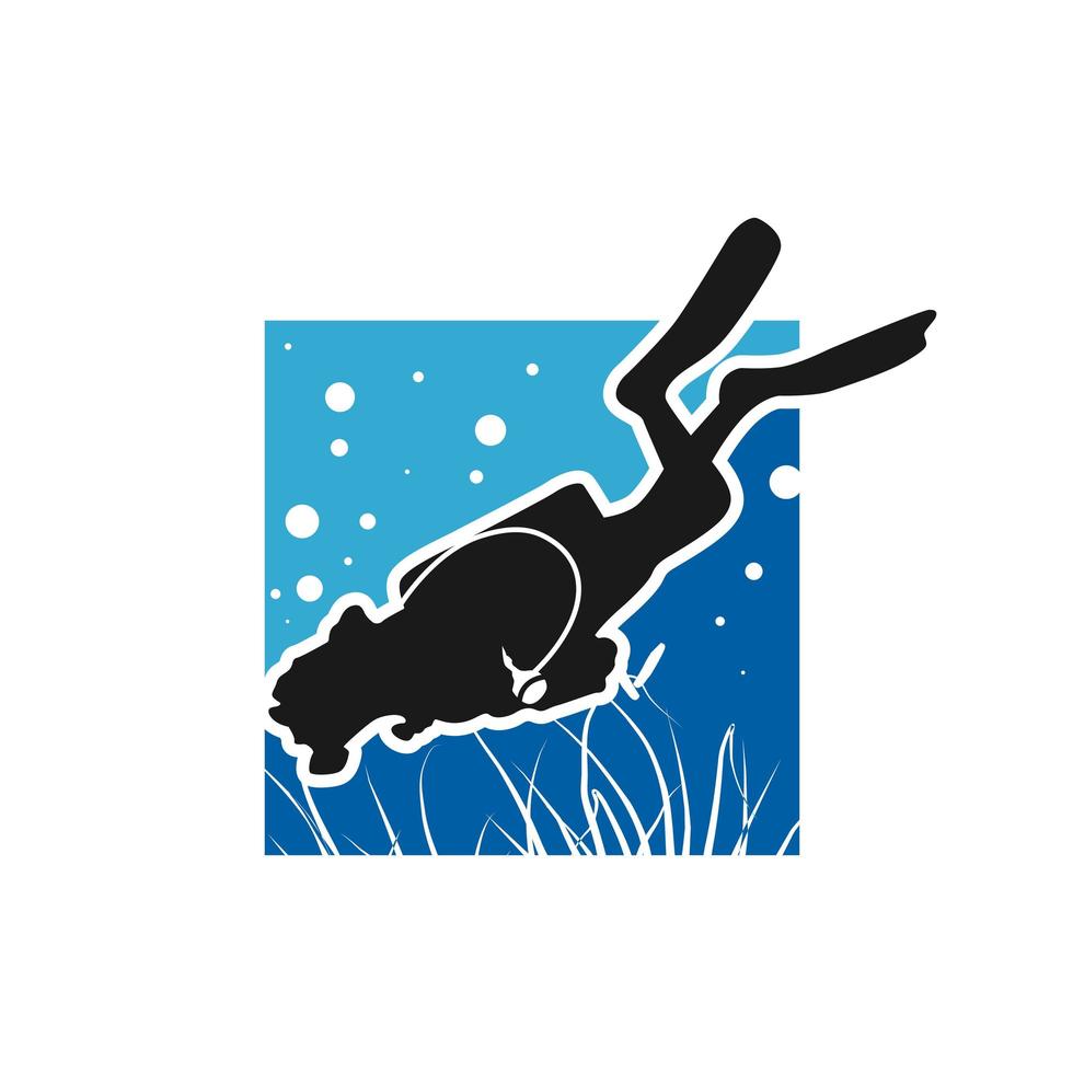 design del logo dell'illustrazione del subacqueo dell'oceano vettore