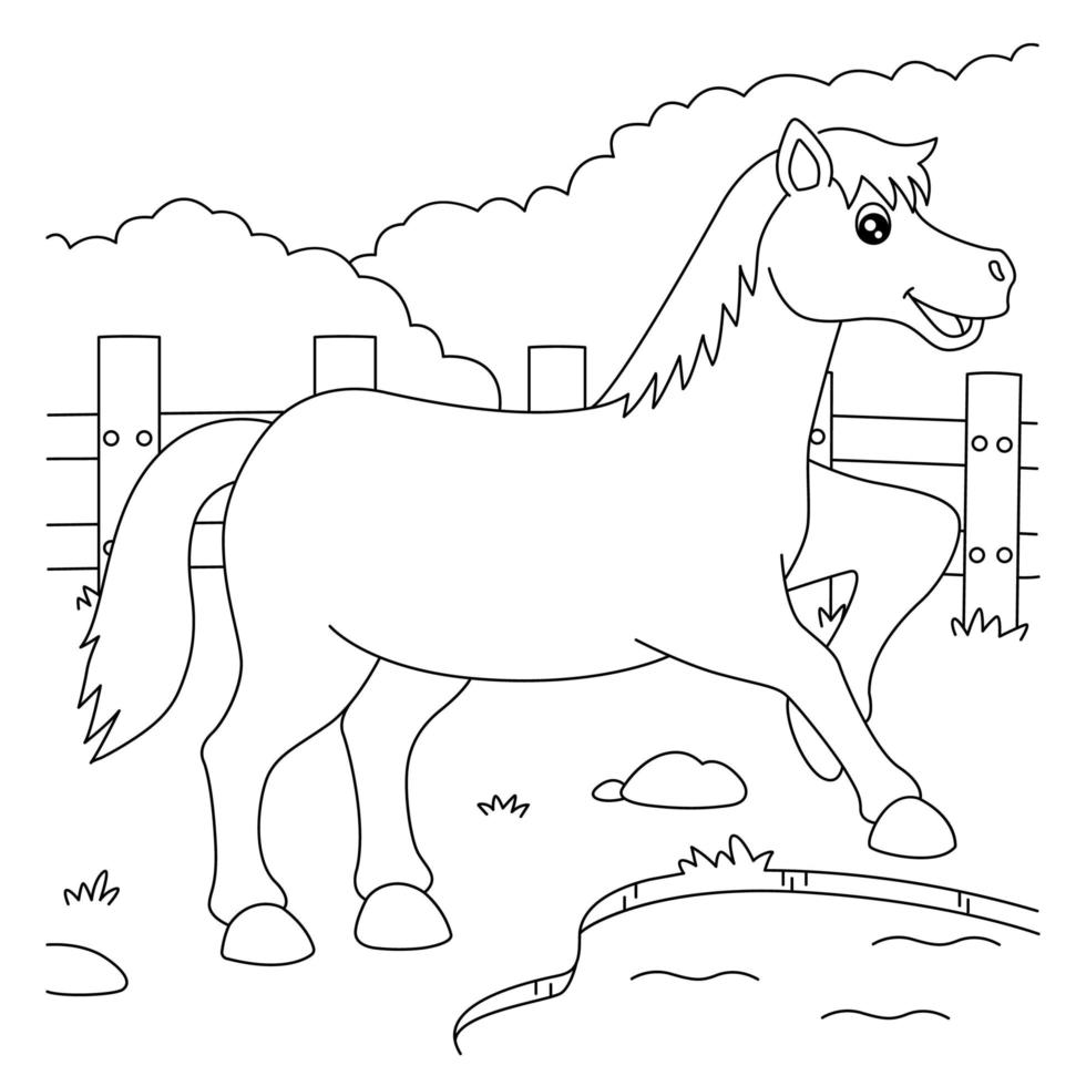 Pagina da colorare di cavalli per bambini vettore