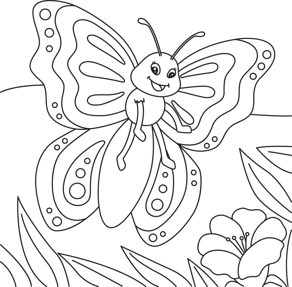 Pagina da colorare di farfalle per bambini vettore