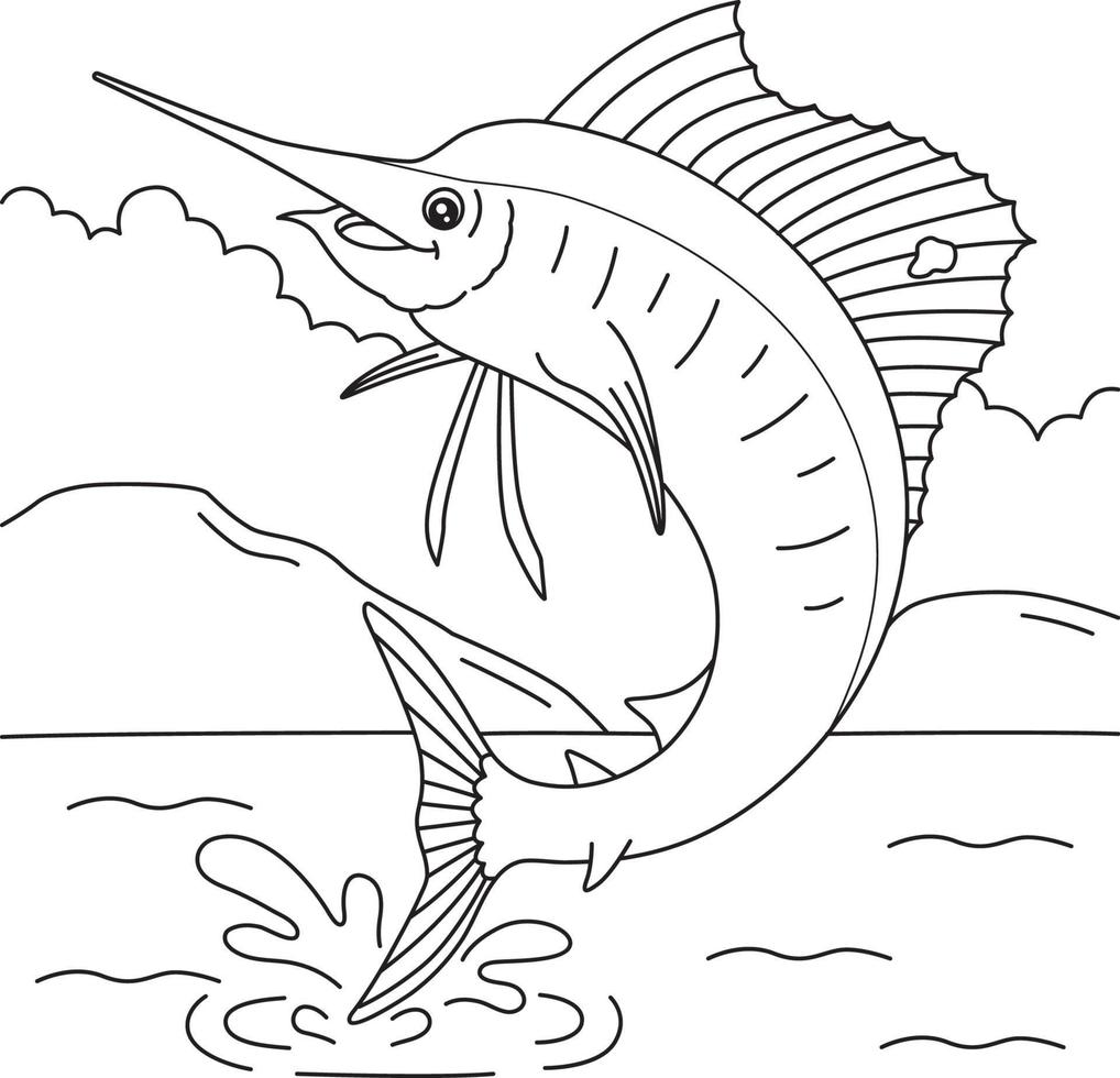 Pagina da colorare di pesce vela per bambini vettore