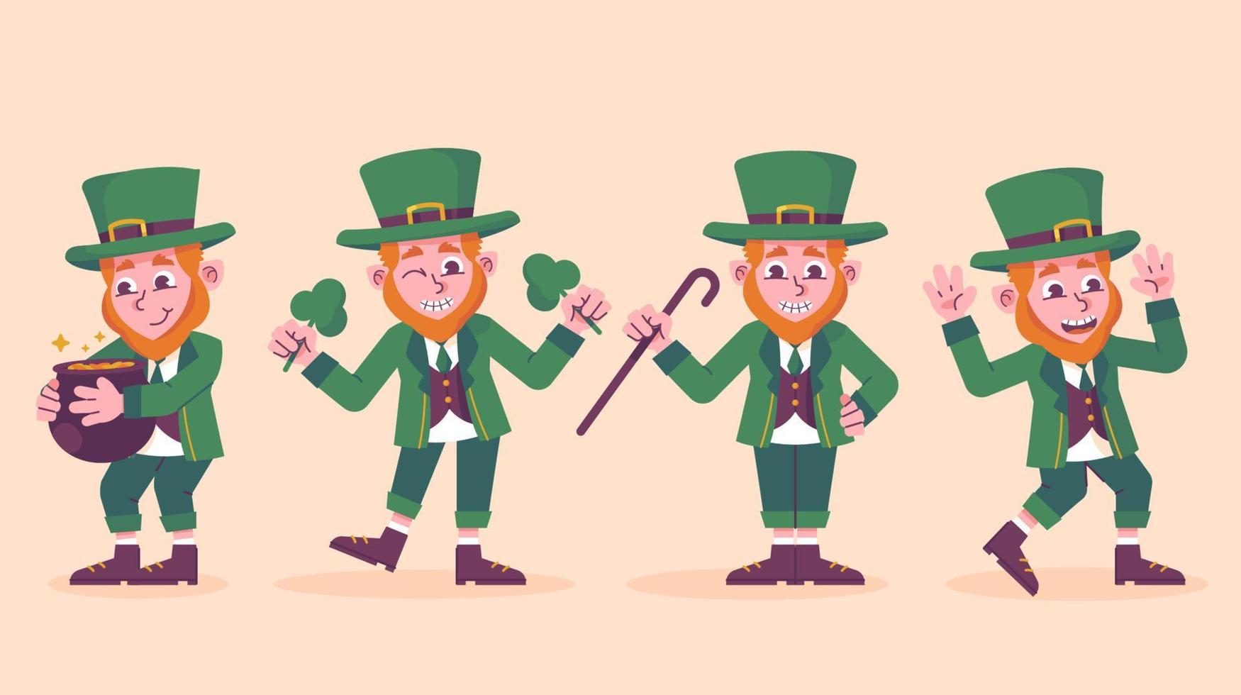 collezione di personaggi leprechaun vettore