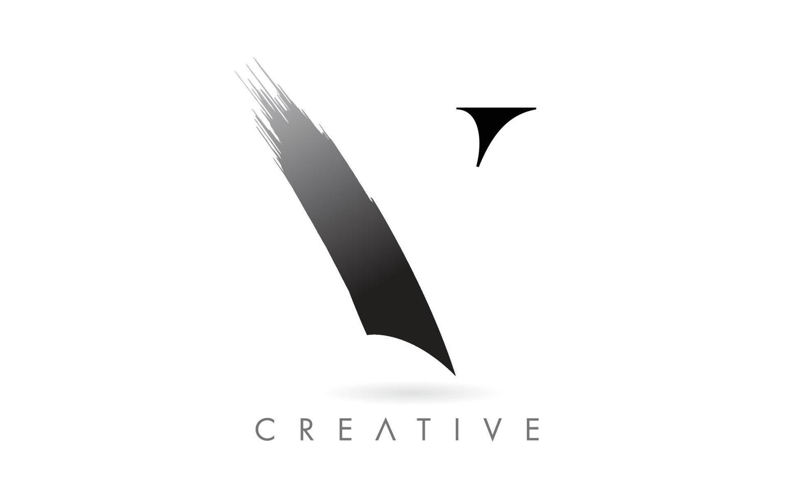 artistico v pennello lettera design logo icona vettore. identità di lettera pennello minimalista elegante vettore