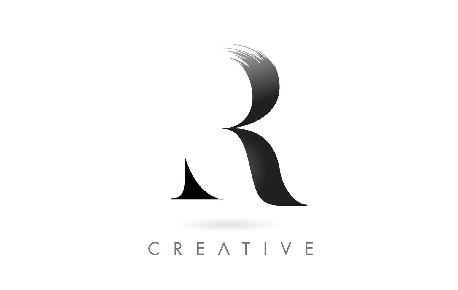 artistico r tratto di pennello lettera design logo icona vettore. identità di lettera pennello minimalista elegante vettore