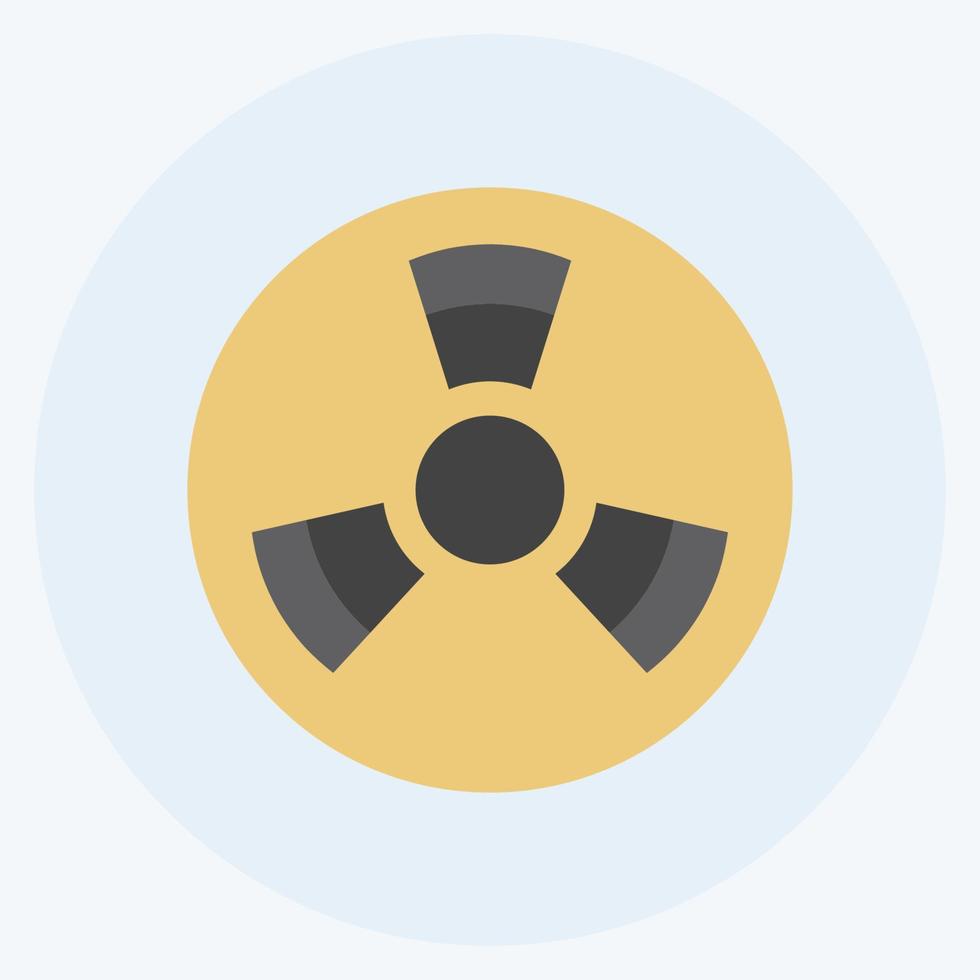 icona della zona radioattiva in stile piatto alla moda isolato su sfondo blu tenue vettore