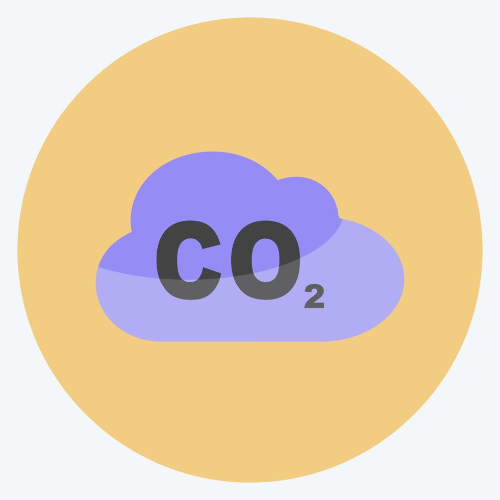 icona del gas di anidride carbonica in stile piatto alla moda isolato su sfondo blu morbido vettore