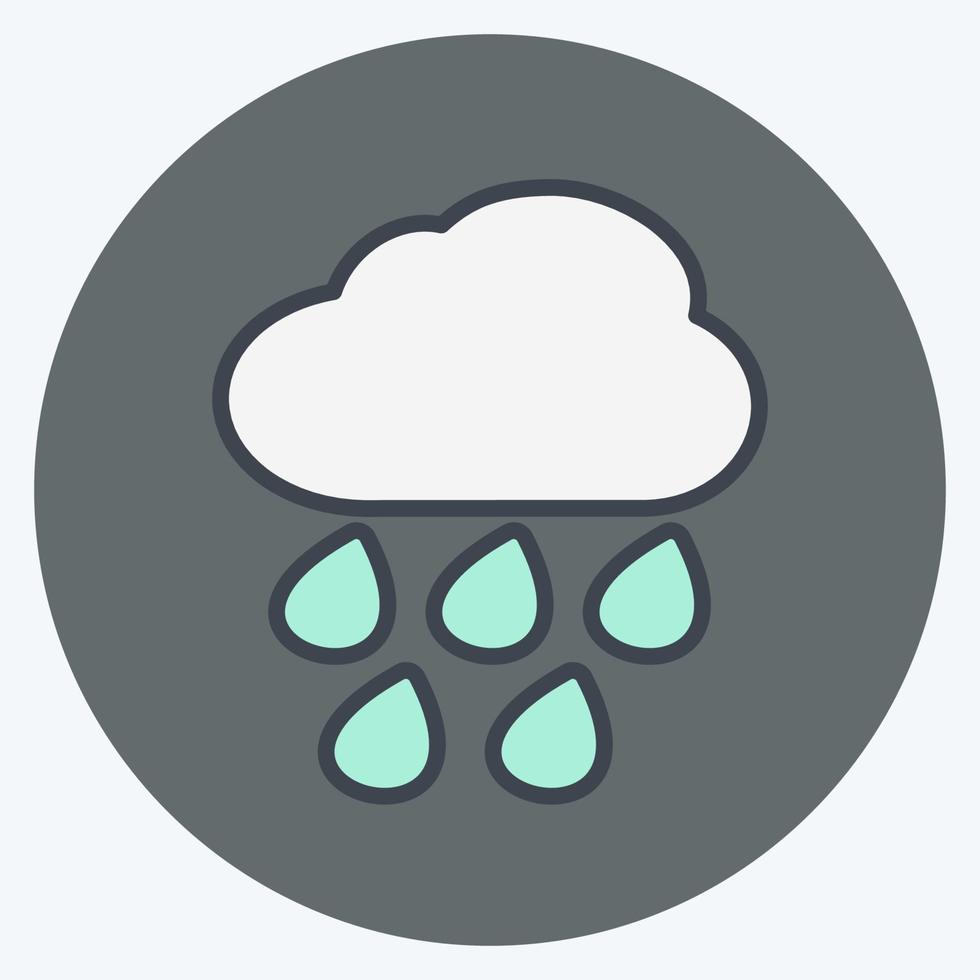icona di pioggia pesante in stile compagno di colore alla moda isolato su sfondo blu tenue vettore
