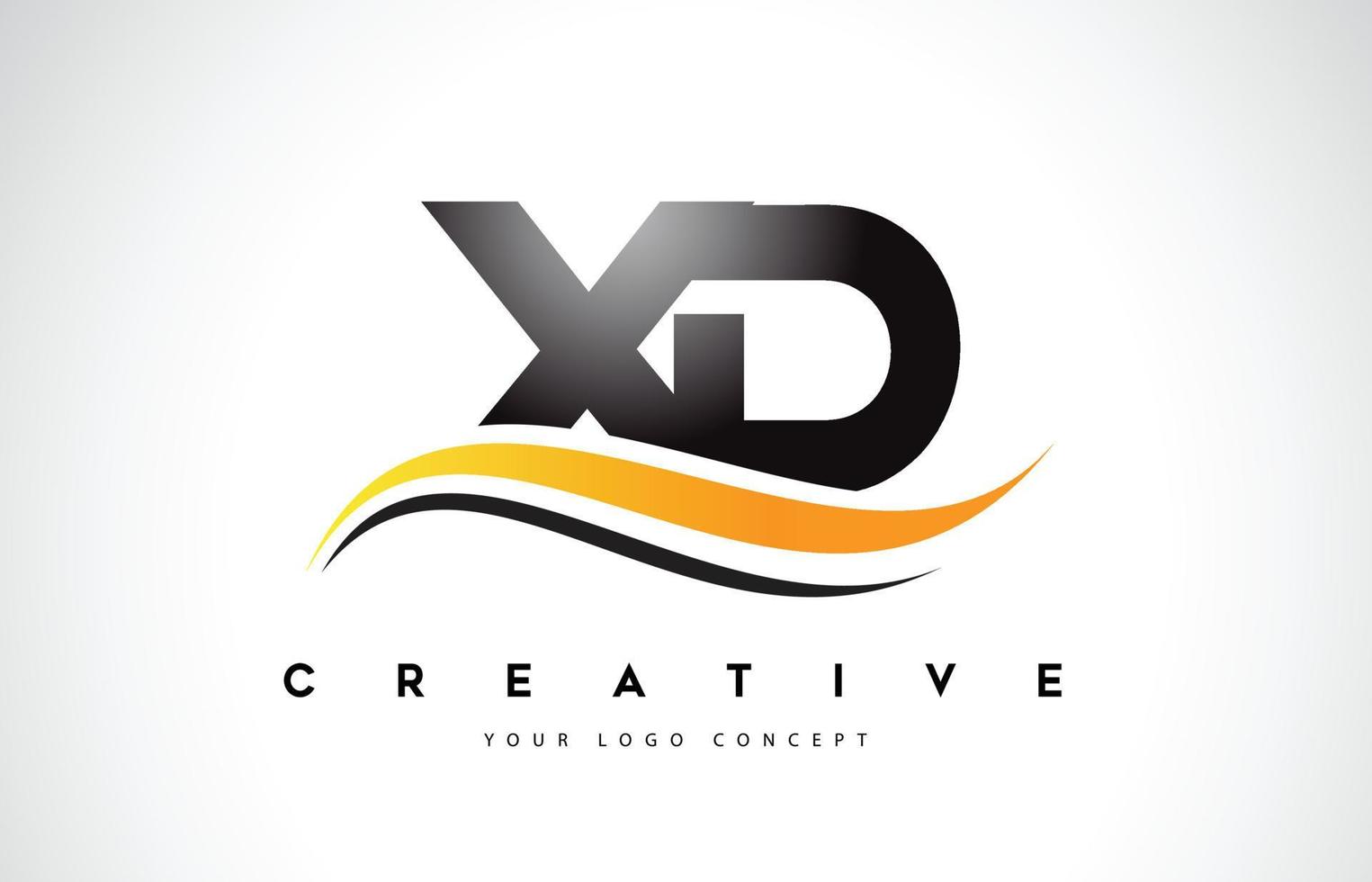 xd xd swoosh letter logo design con moderne linee curve swoosh gialle. vettore