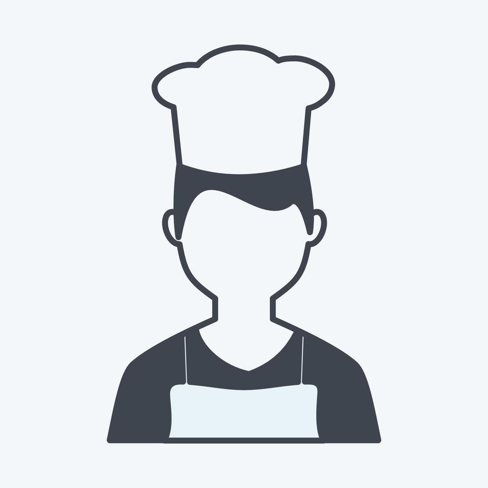 icona dello chef in stile glifo alla moda isolato su sfondo blu tenue vettore