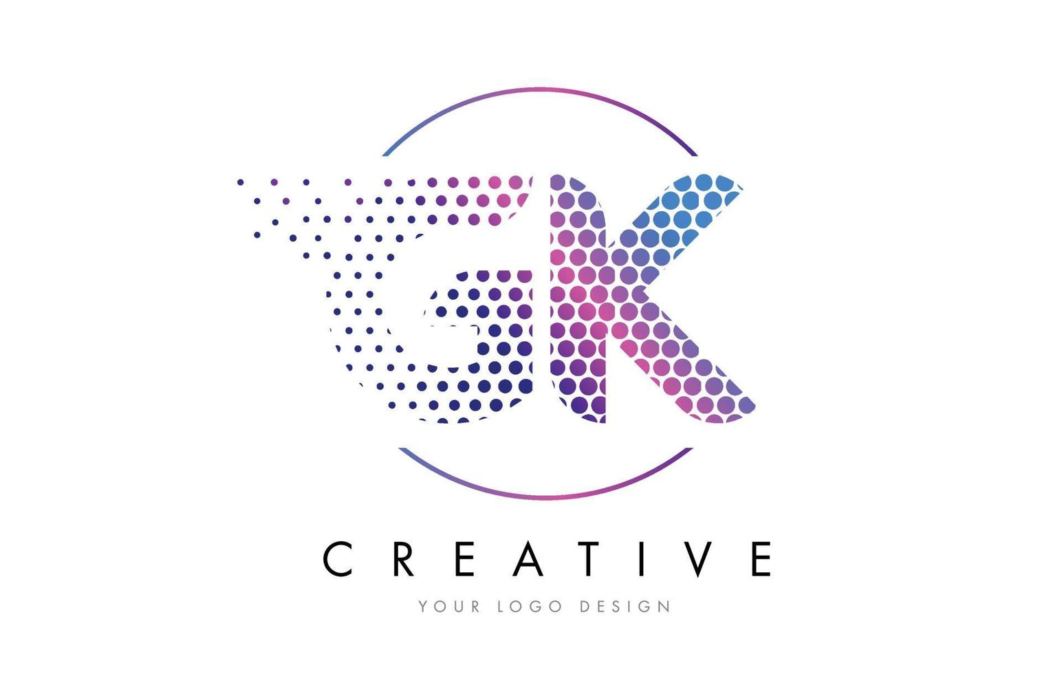 gk gk rosa magenta punteggiato bolla lettera logo design vector