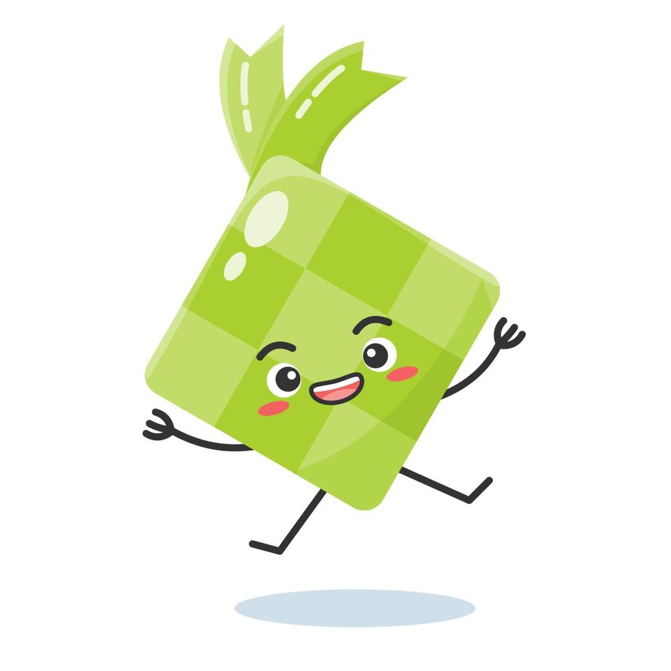 simpatico personaggio dei cartoni animati di doodle ketupat vettore