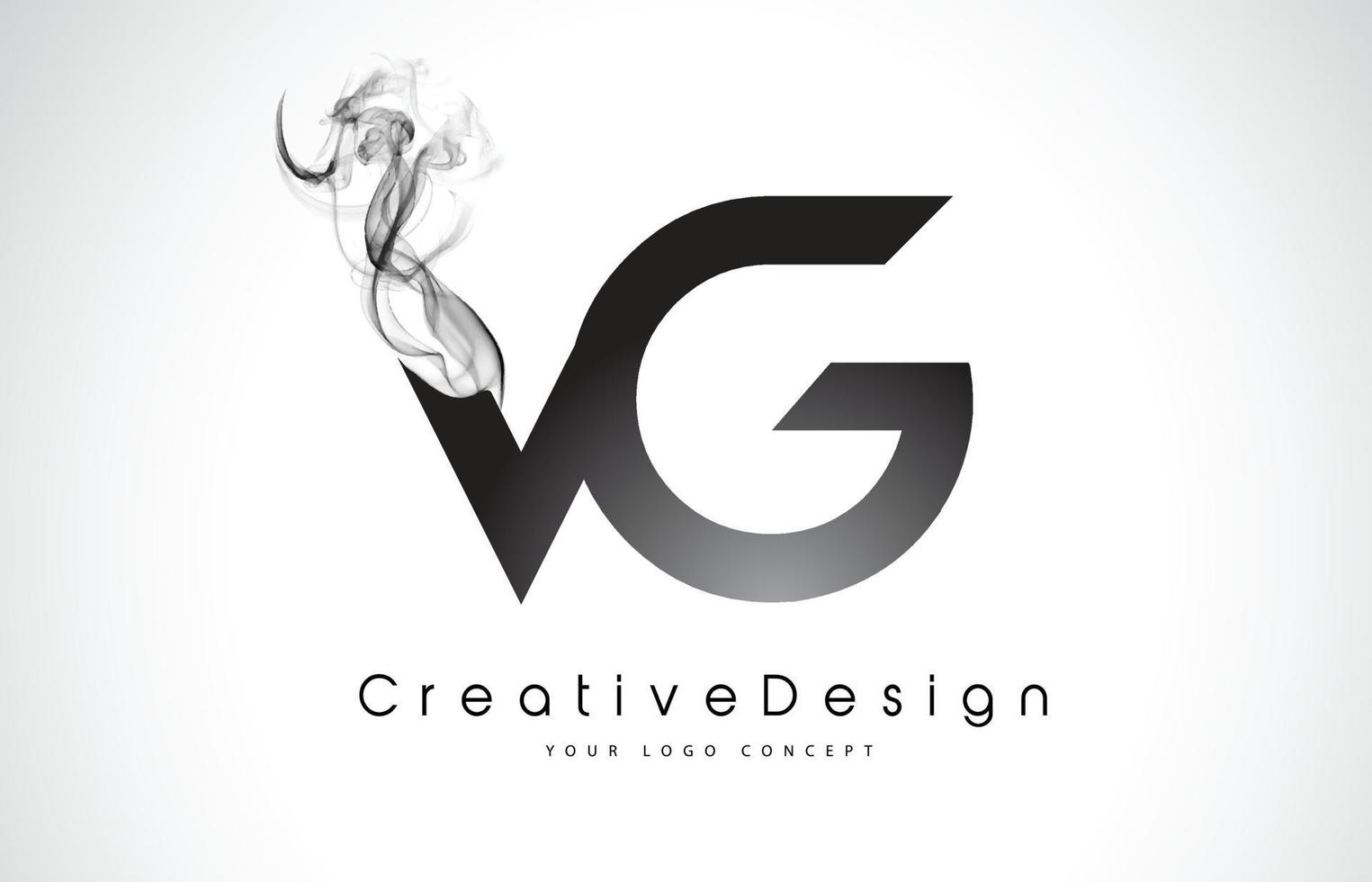design del logo della lettera vg con fumo nero. vettore