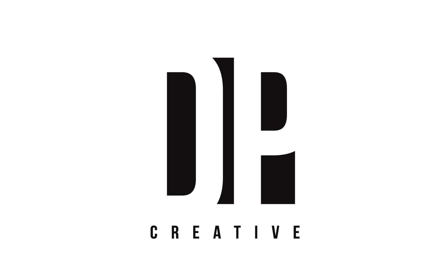 dp dp design del logo della lettera bianca con quadrato nero. vettore