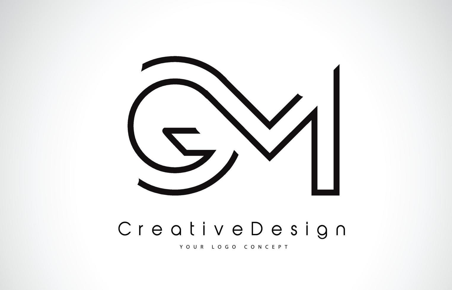 gm gm lettera logo design nei colori neri. vettore