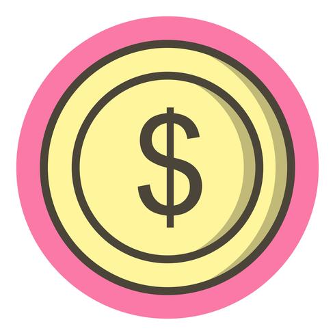 Dollari Coin Icon Design vettore