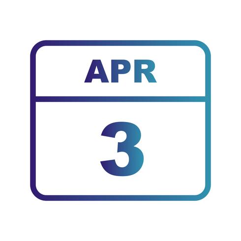 3 aprile Data in un giorno unico calendario vettore