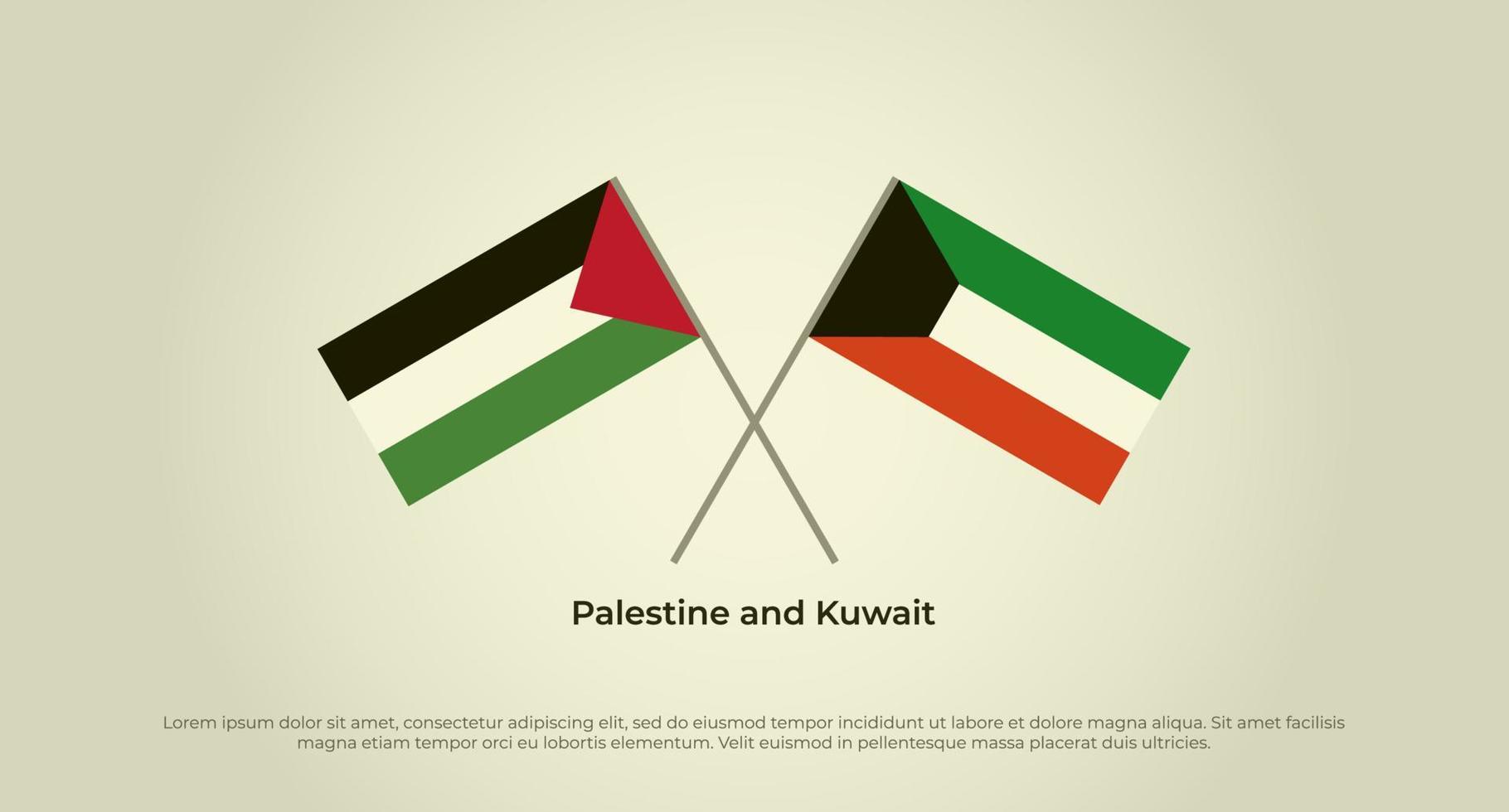 bandiere incrociate di palestina e kuwait. colori ufficiali. proporzione corretta vettore