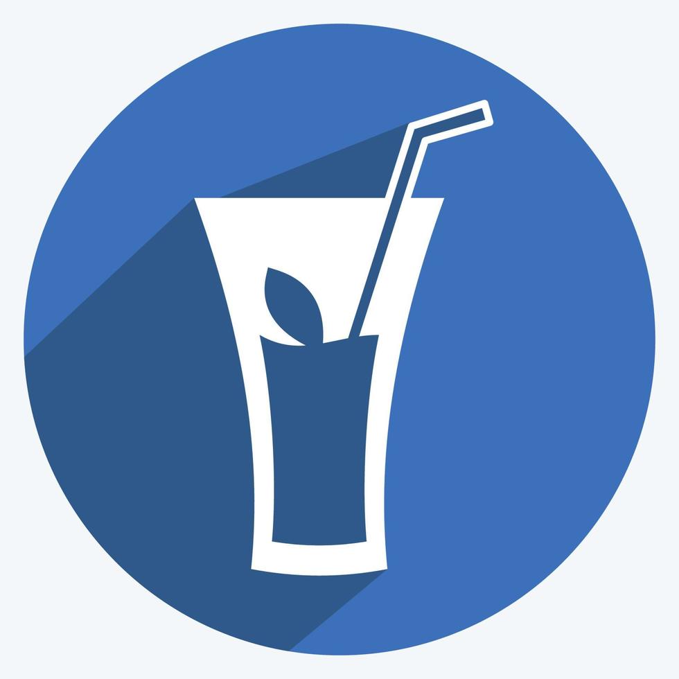 icona di bevanda a base di erbe in stile alla moda lunga ombra isolato su sfondo blu morbido vettore