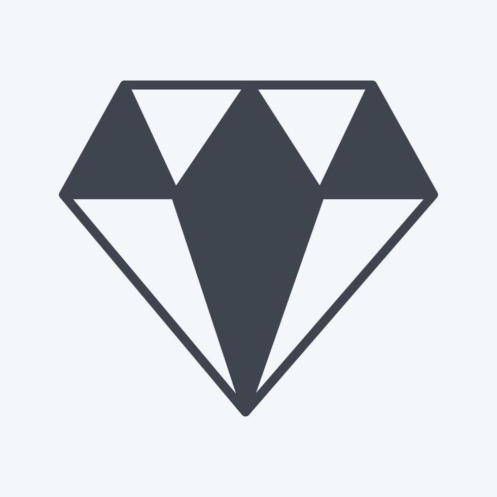 icona di diamante buona per l'istruzione in stile glifo alla moda isolato su sfondo blu tenue vettore