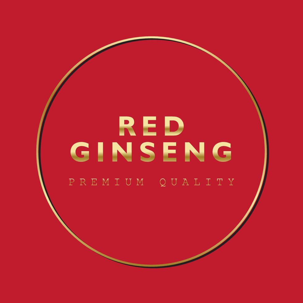 radice di ginseng rosso coreano o cinese, etichetta di testo in ginseng coltivato coreano. simbolo del ginseng per cosmetici coreani, medicina cinese, prodotti alimentari, pacchetti di tè. logo del ginseng. illustrazione vettoriale