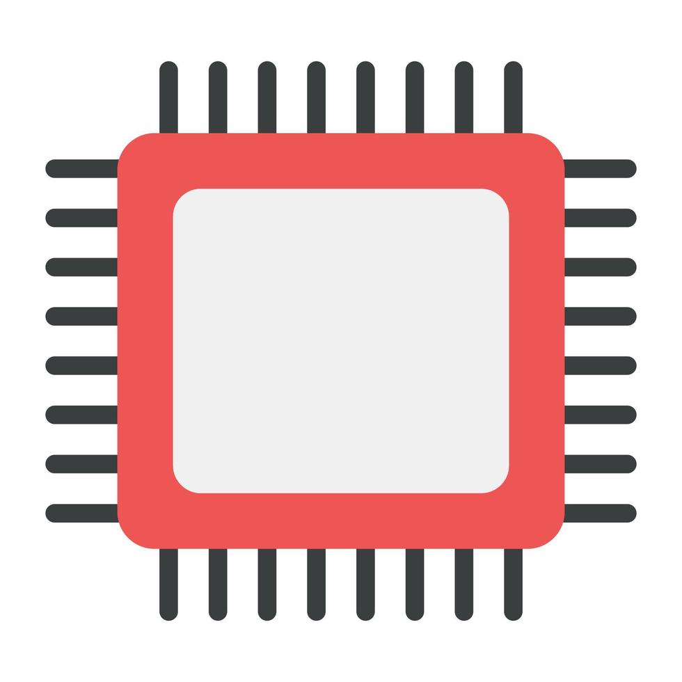 icona del chip del processore, disegno vettoriale piatto del microchip.