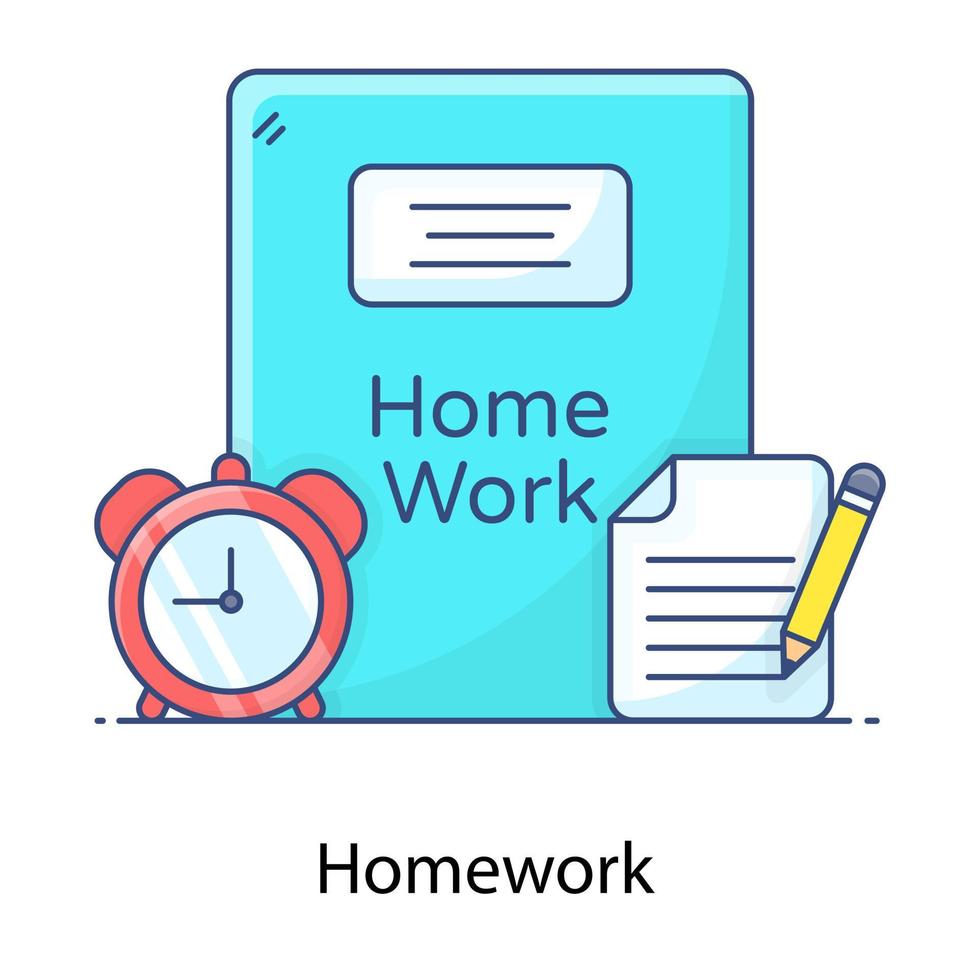 un'icona di design di compiti a casa in un disegno vettoriale di contorno piatto