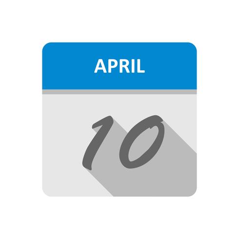 10 aprile Data su un calendario per un solo giorno vettore