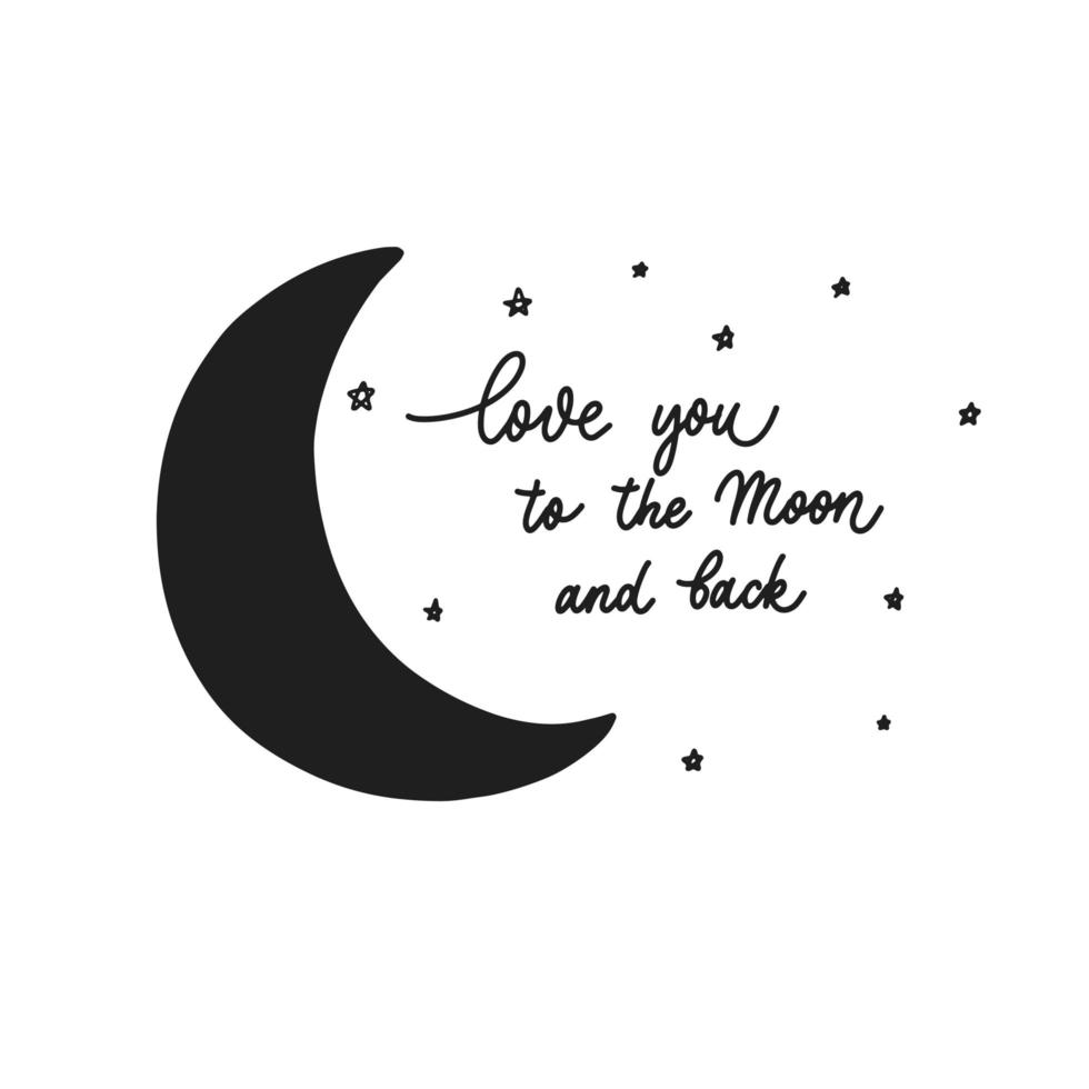 ti amo alla luna e ritorno - iscrizione calligrafica per l'arredamento d'interni. vettore