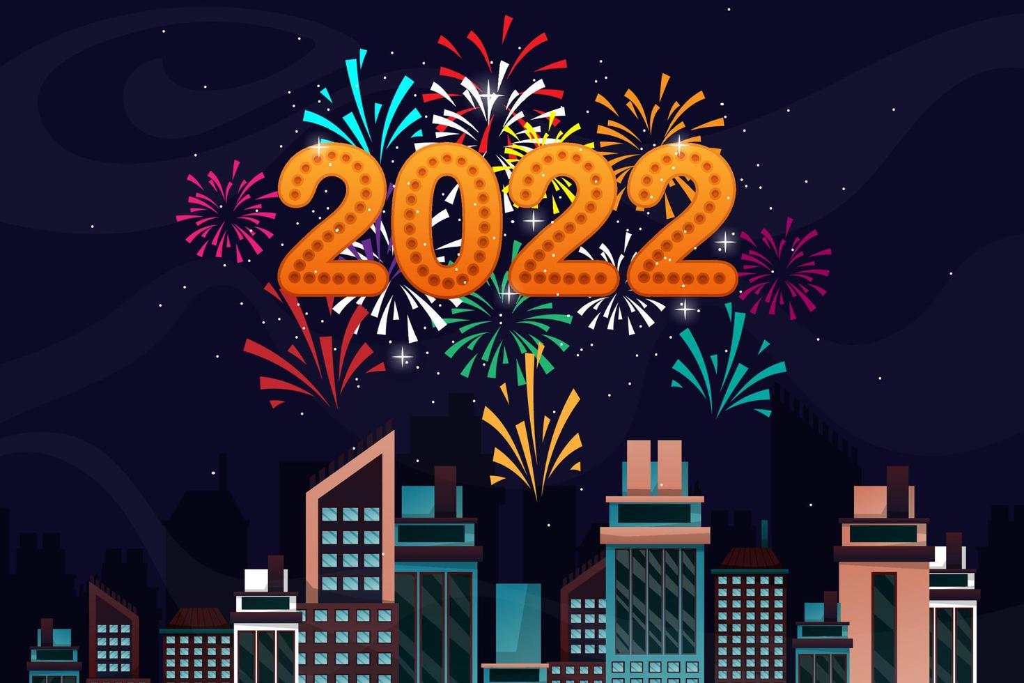 saluto del nuovo anno 2022 cartone animato con lettering illustrazione vettoriale