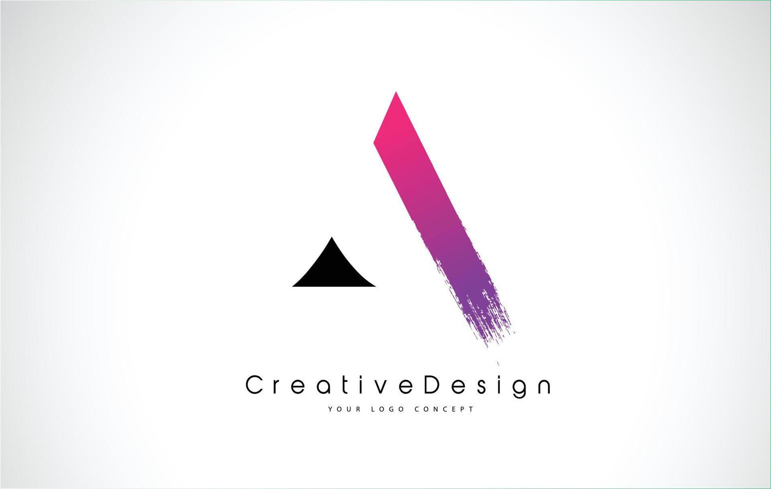 un design con logo a lettera con pennellata viola rosa creativa vettore