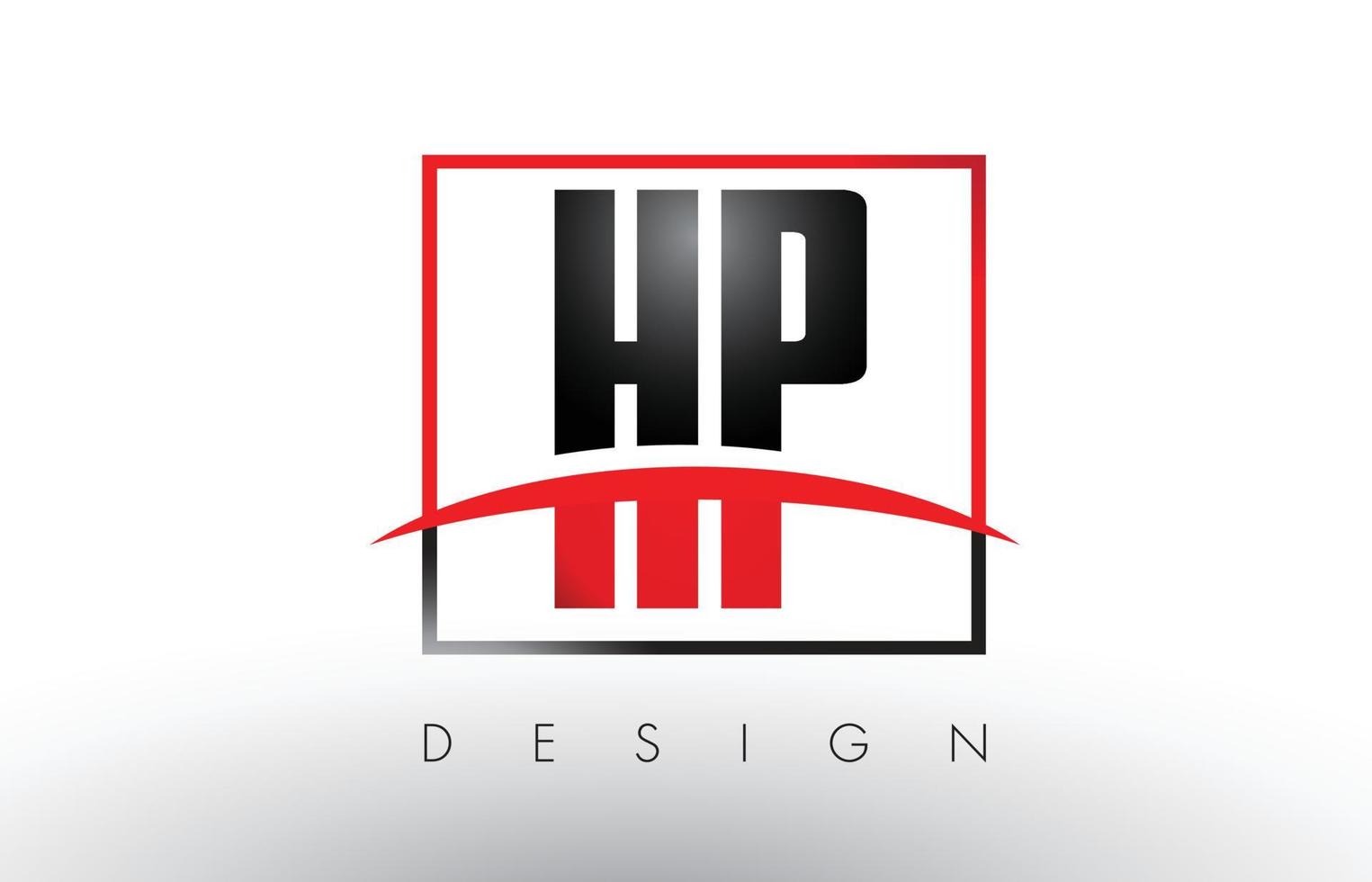 lettere del logo hp hp con colori rosso e nero e swoosh. vettore