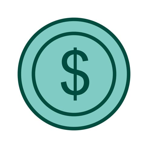 Dollari Coin Icon Design vettore