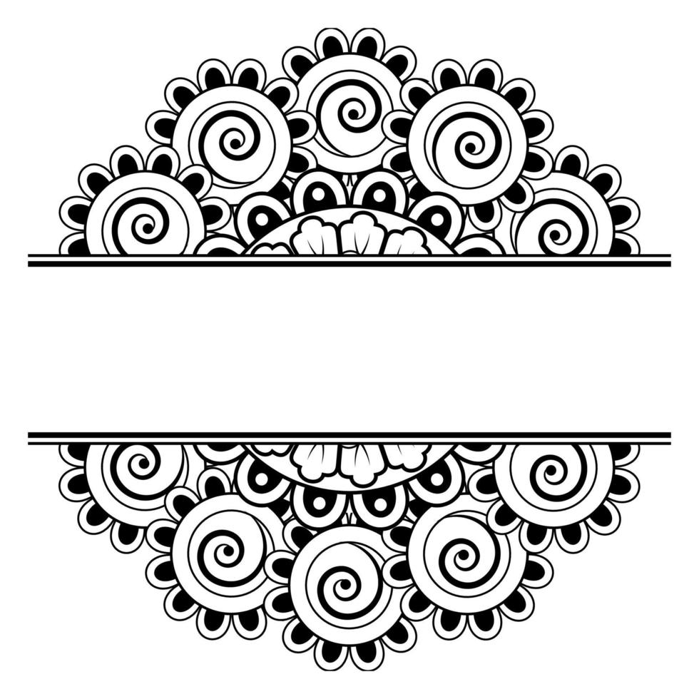 cornice nella tradizione orientale. stilizzato con motivi decorativi tatuaggi all'henné per decorare copertine per libri, quaderni, cofanetti, riviste, cartoline e cartelle. vettore