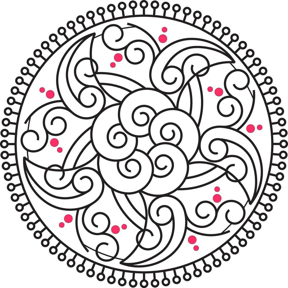 rangoli tradizionali e culturali indiani, alpona, kolam o paisley vector line art. arte bengala india. per la stampa tessile, logo, carta da parati