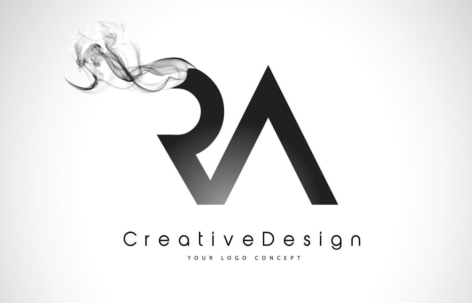 design del logo della lettera ra con fumo nero. vettore