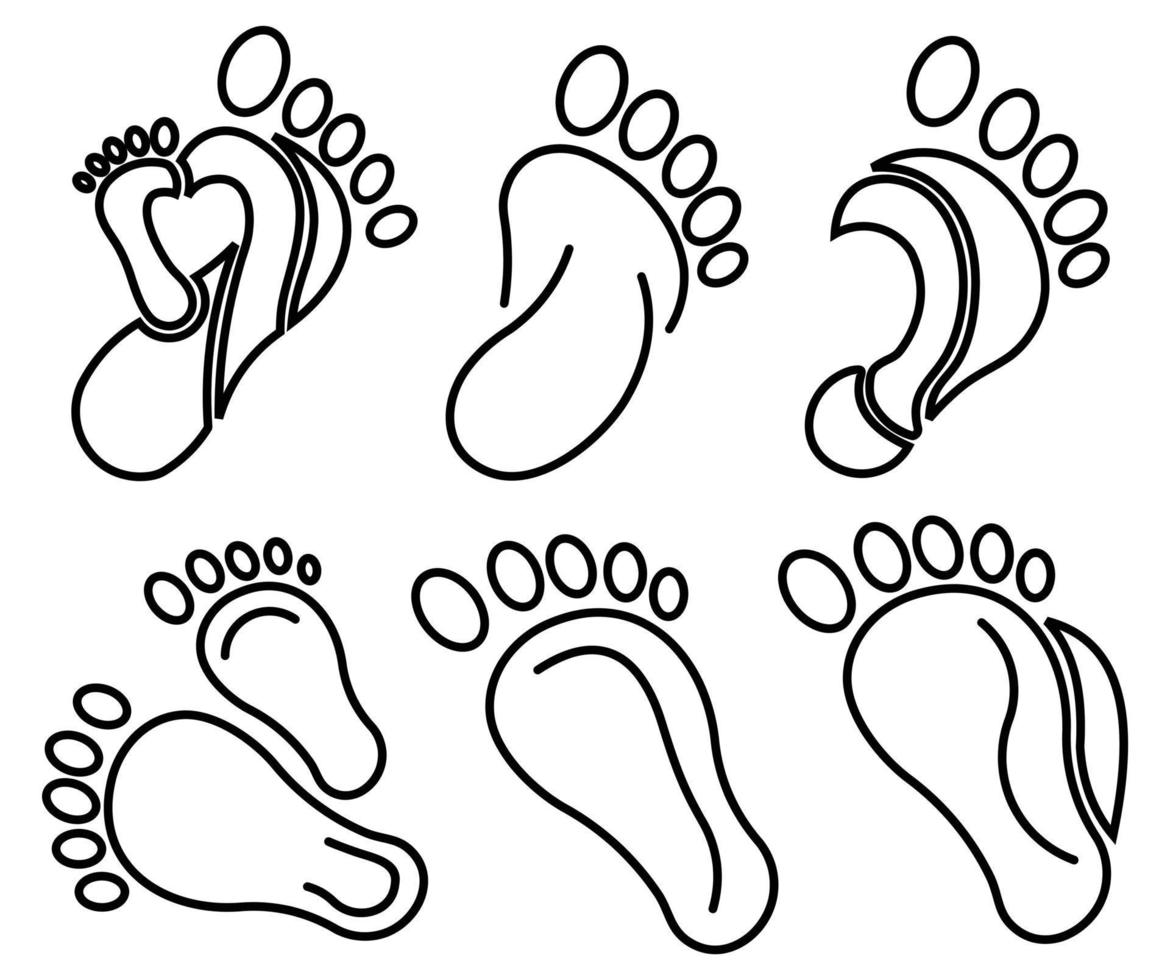 illustrazione del contorno delle suole del piede sinistro e destro per la biomeccanica vettore