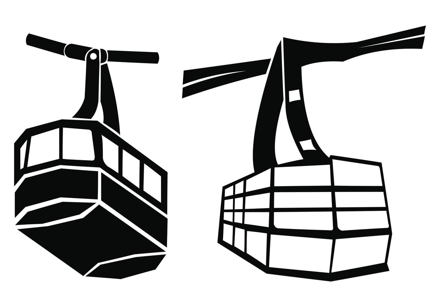 icona della funivia per lo sci e gli sport invernali. design per catalogo turistico, mappe delle piste da sci, cartello, brochure, flyer, opuscolo, gondola, trasporto 'design del simbolo del logo della gondola vettore