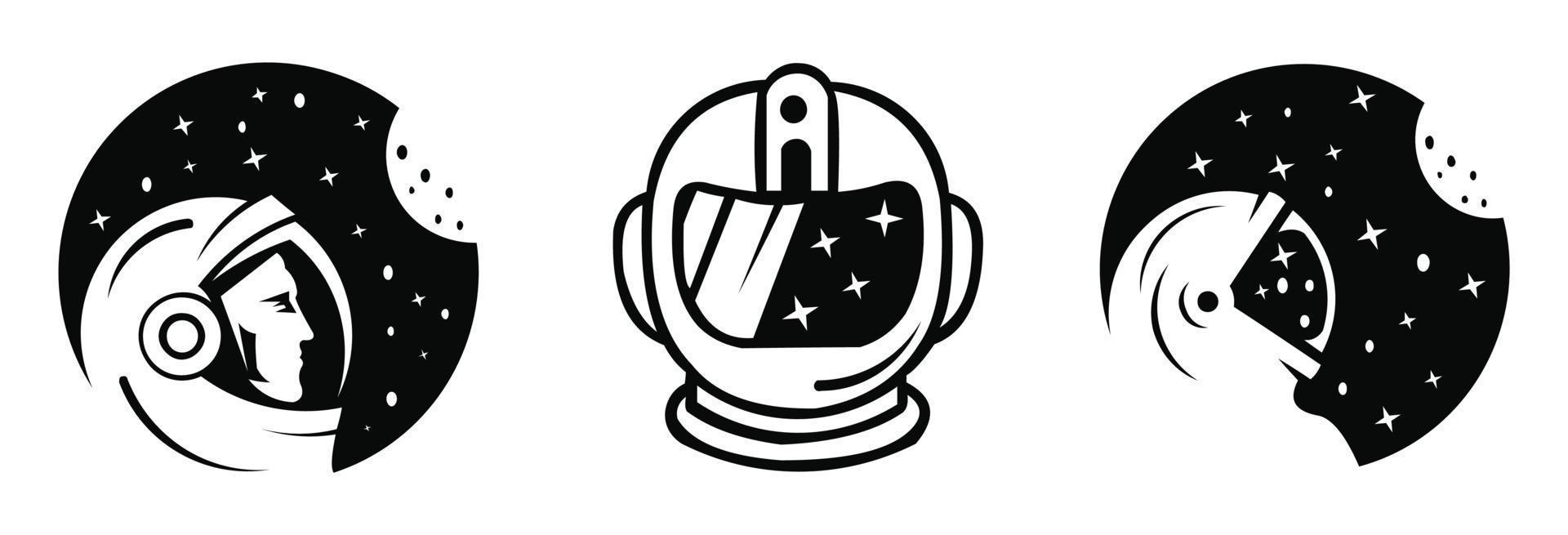 logo astronauti spazio luna, logo astronauta. stile piatto, design moderno di vettore spazio lunare, modello di disegni logo spazio esterno