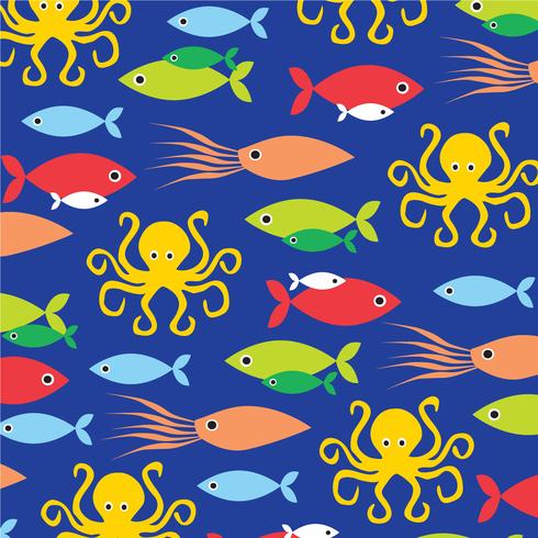 pattern di sfondo di calamari e polpi vettore