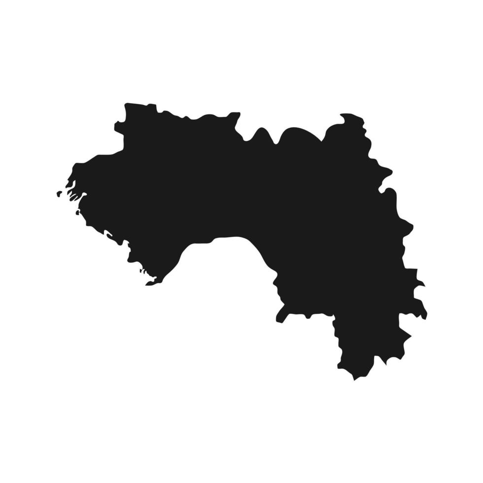illustrazione vettoriale della mappa nera della Guinea su sfondo bianco