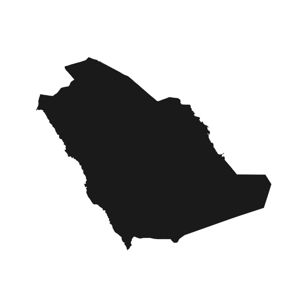illustrazione vettoriale della mappa nera dell'Arabia Saudita su sfondo bianco