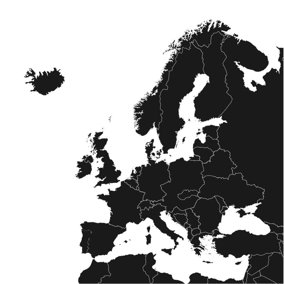 mappa dell'Europa di alta qualità con il confine del paese vettore