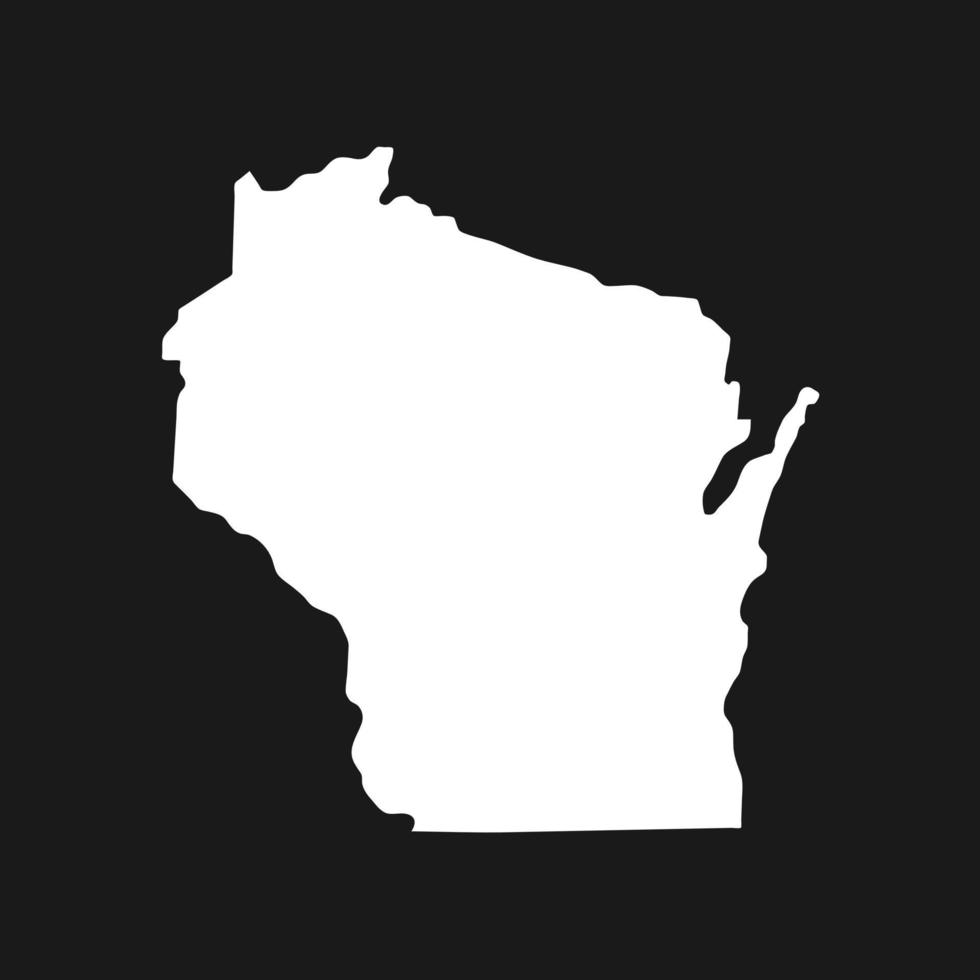 Mappa del Wisconsin su sfondo nero vettore