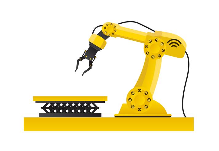 Braccio meccanico a mano. Tecnologia industriale e fabbrica vettore