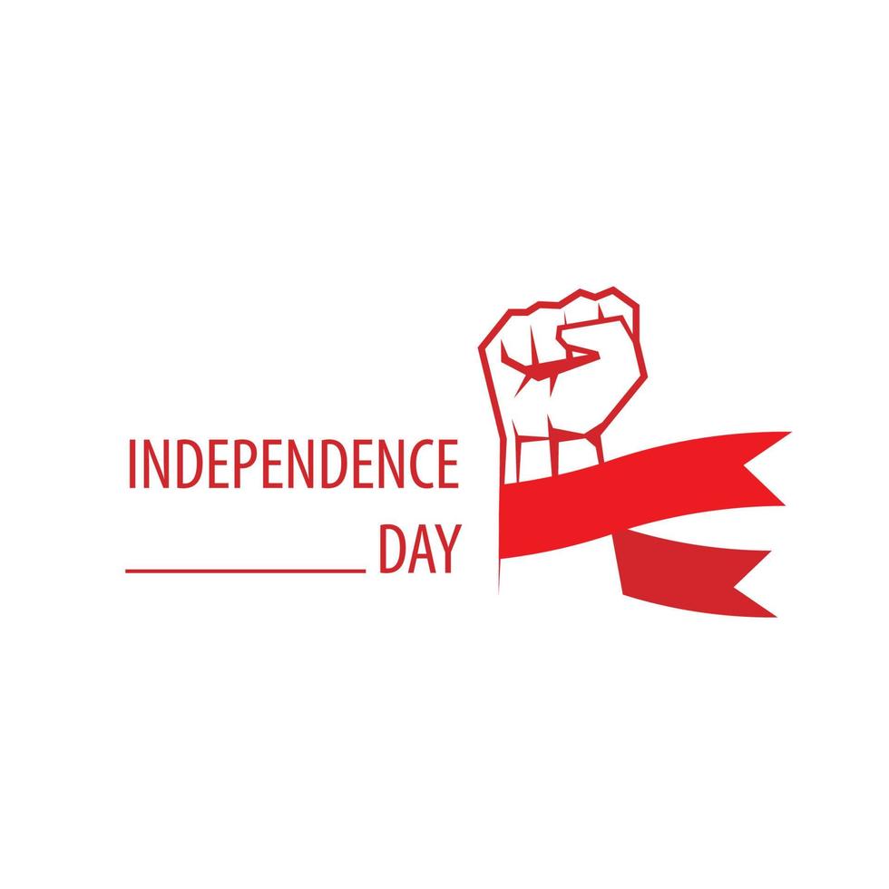 disegno vettoriale del giorno dell'indipendenza con la mano e il nastro rosso
