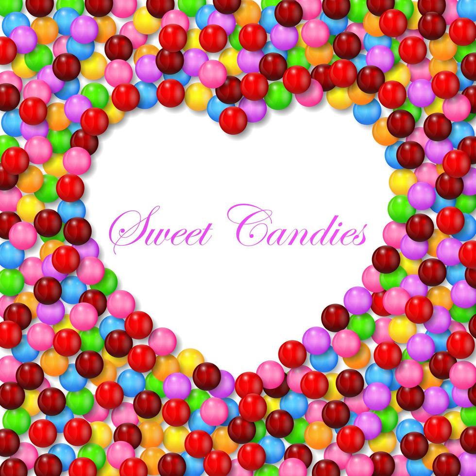 sfondo d'amore con varie caramelle dolci sul telaio vettore