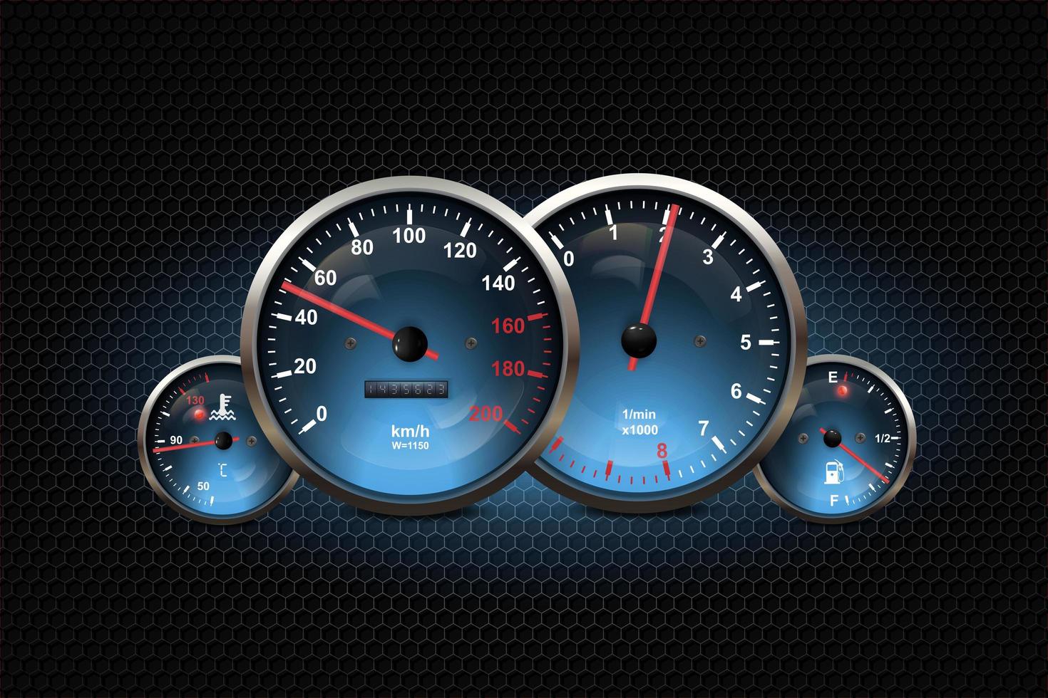 sfondo tecnologico astratto di vettore di movimento di velocità con il tachimetro da corsa. corsa automobilistica veloce, illustrazione di guida sportiva, cruscotto dell'auto.