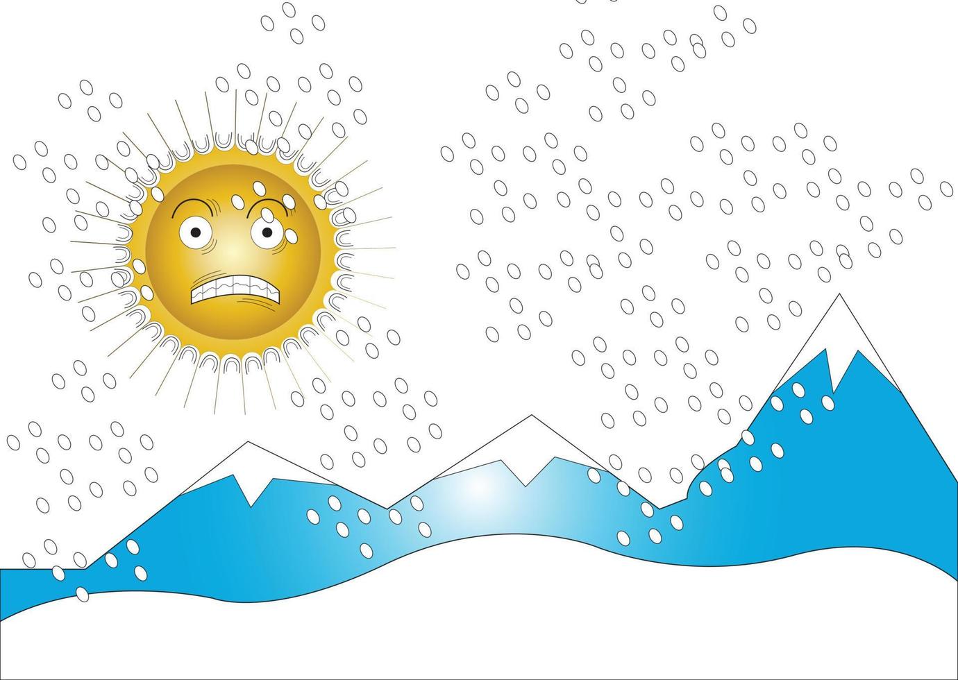 concetto di congelamento del sole su bianco vettore