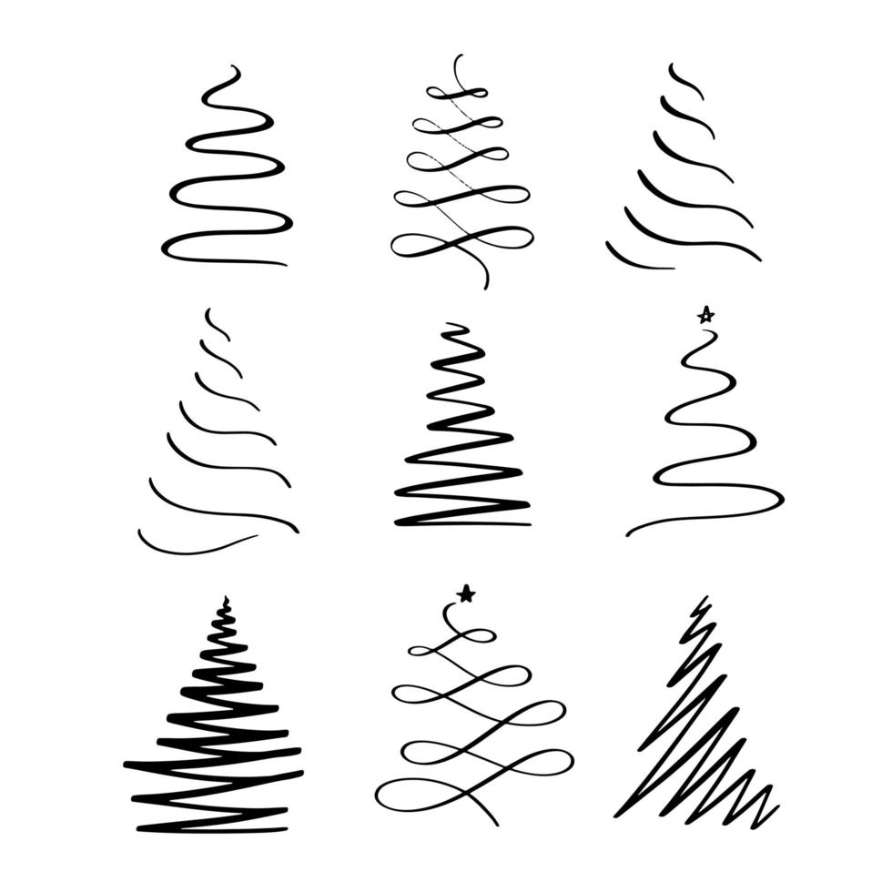 alberi di natale in linee design semplice per un logo, elementi decorativi. vettore